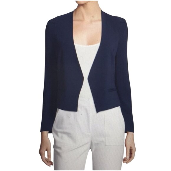 Rebecca Taylor Devon Open Front Blazer Navy Designer Quiet Luxury Size 2 Classic - Picture 1 of 7